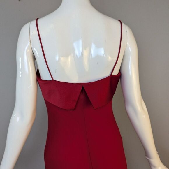 Vintage 90s Red Bias Cut Slip Dress by Jump Satin Sheer Overlay Spaghetti Strap - Picture 11 of 11